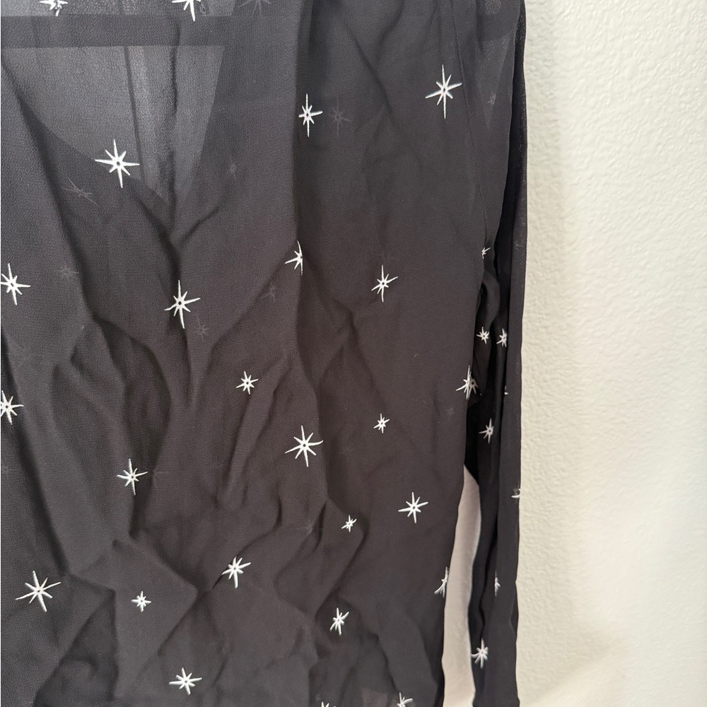 Reformation Black Star Pattern Button Down Shirt - image 2